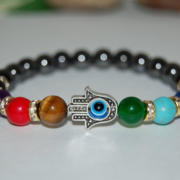 Hamsa Hand Bracelet,Magnetic Bracelet,Evil Eye Bracelet - Picture 2 of 2